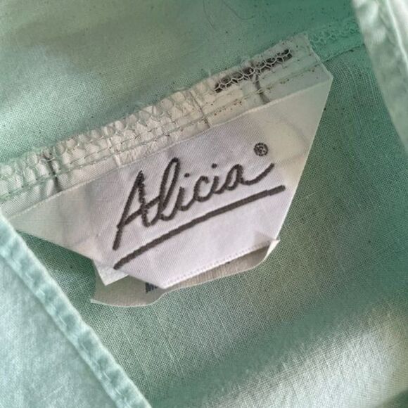 Vintage 80s Alicia Mint Green Cowl Neck Blouson Midi Dress 6 M - Picture 8 of 11